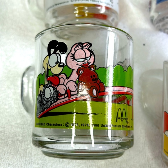 Vintage 1978 McDonald's Set of 4 Garfield/ Odie Glass Cups Mugs Jim Davis Anchor - Picture 7 of 11